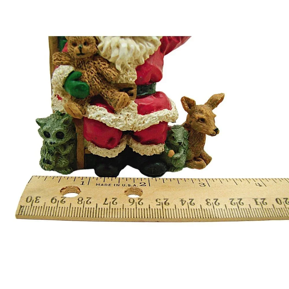 Vintage Santa And Animal Friends Multicolor Christmas Decorative Ornament Resin